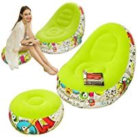 LONEEDY Sofá inflable Lazy Loy- silla de salón familiar con cojín inflable para los pies- diseño de graffiti flocado al…